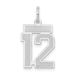 14k White Gold, Jersey Collection, Small Number 12 Pendant